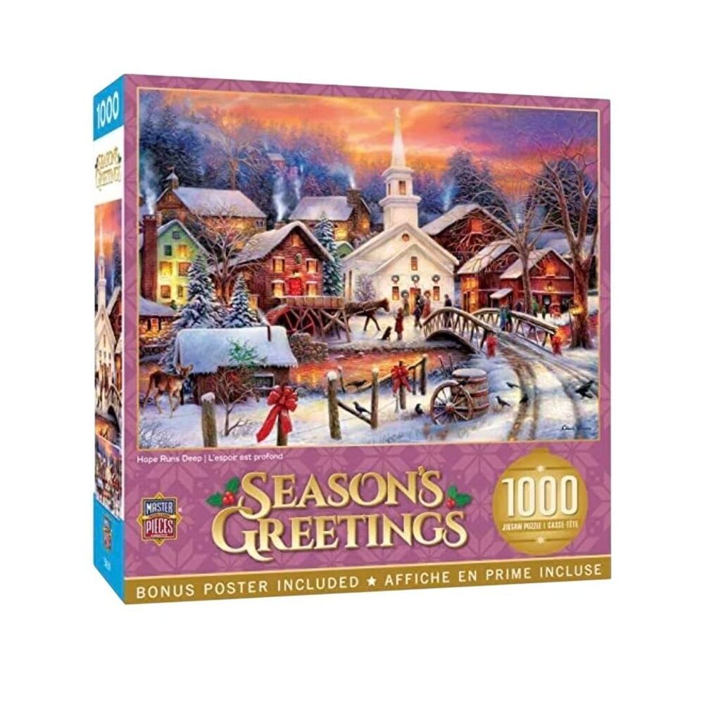 Master Pieces Season's Greetings Hope Runs Deep 1000 pc Jigsaw Puzzle NEW